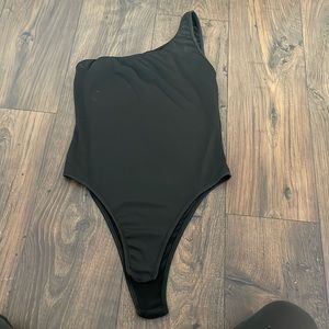 Black one shoulder bodysuit